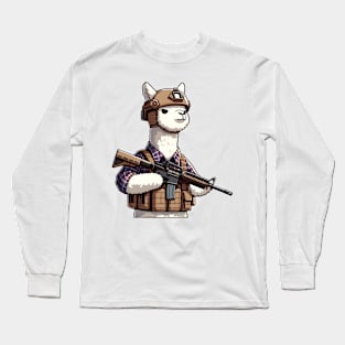 Tactical Alpaca Adventure Tee: Where Whimsy Meets Command Long Sleeve T-Shirt